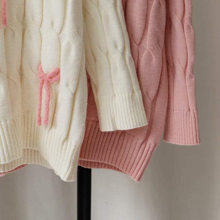 【tops】リボン付きニットセーター　M27472