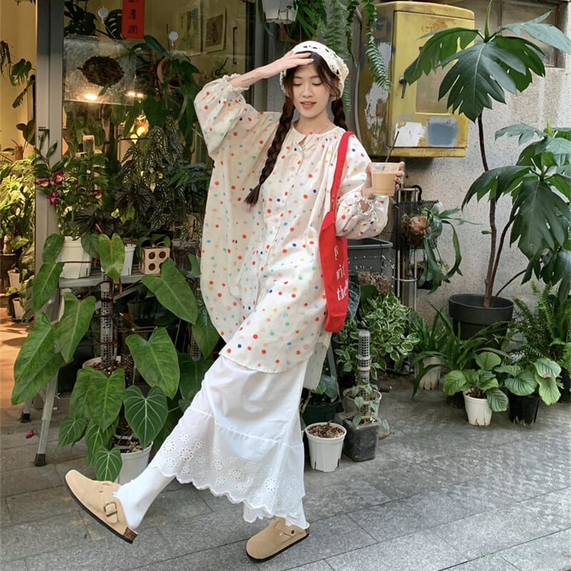 M24768 【set】ドット柄トップス×ワイドパンツセット M24768 – NANASTYLE