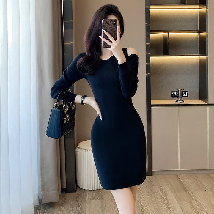 【dress】オフショルダーニットワンピース　M18266