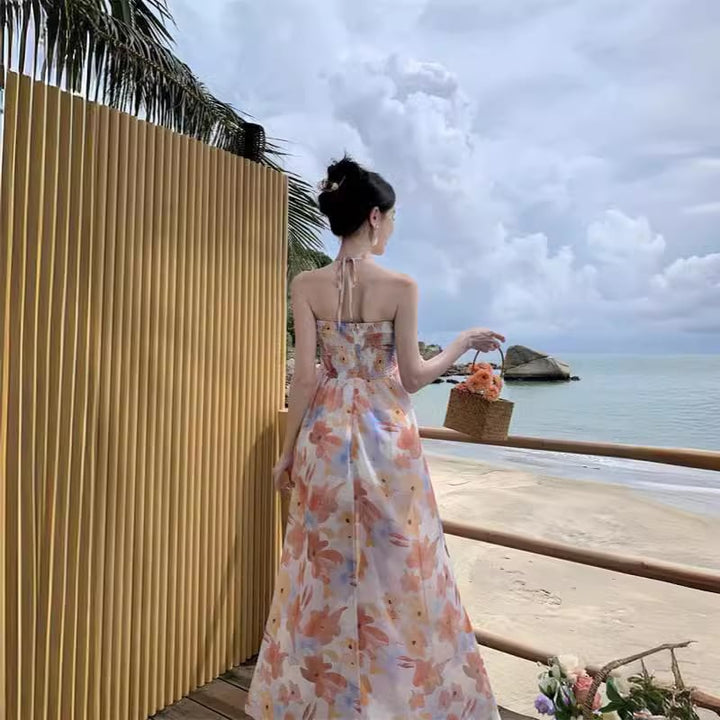 【dress】花柄ホルターネックワンピース　M25300