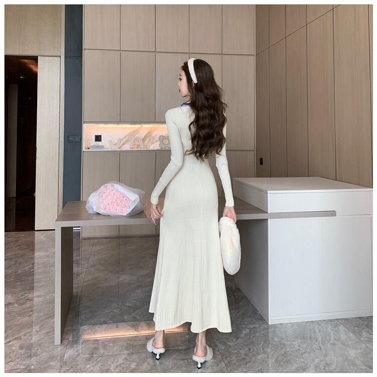 【dress】ボタンデザインニットワンピース　M18535