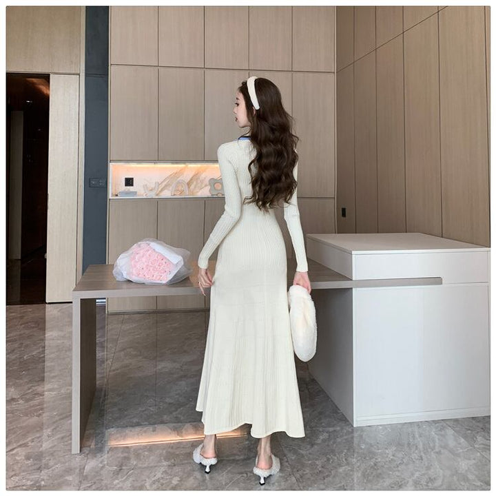 【dress】ボタンデザインニットワンピース　M18535