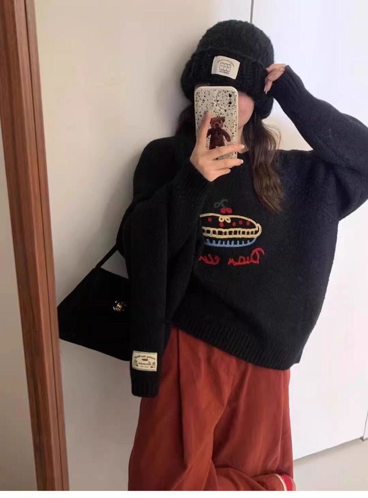 【tops】刺繍ニットセーター　M27228