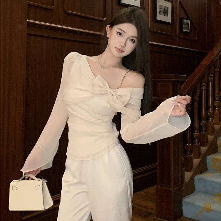 【tops】リボンチェーンストラップトップス　N3025