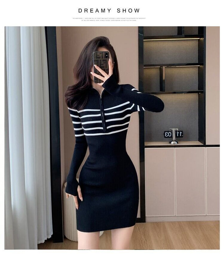 【dress】ファスナーニットワンピース　M18651