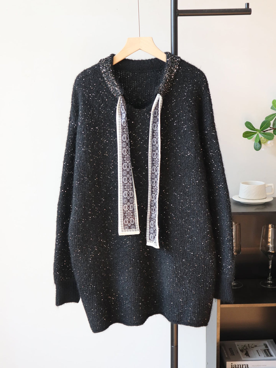 【tops】スパンコール付きニットトップス Q7919