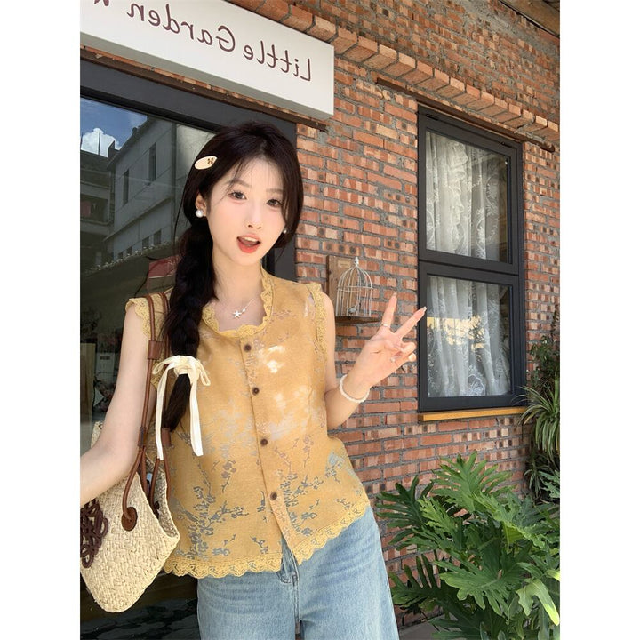 【tops】レースジャカードベスト　M29505