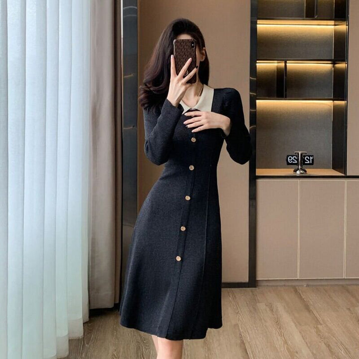 【dress】POLOネックニットワンピース　M18929