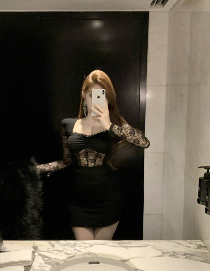 【dress】レース切り替えワンピース　M29606