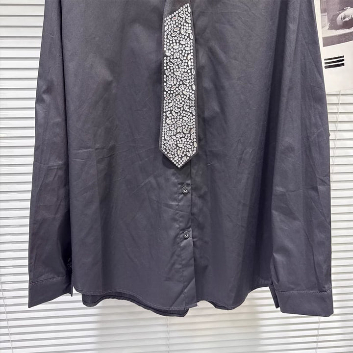 【tops】ラインストーン付きシャツ Q7896