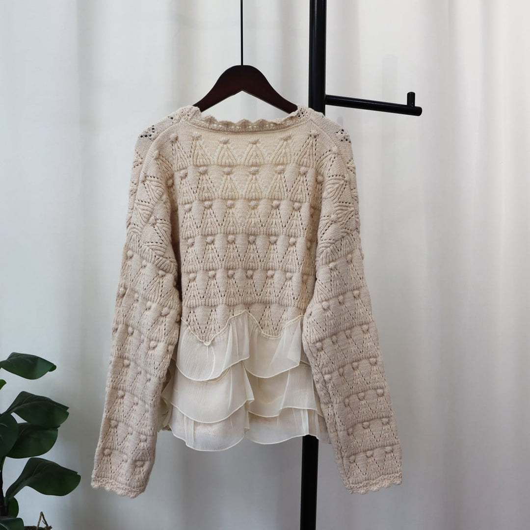 【outer】Vネックドッキングニットカーデ　M17950