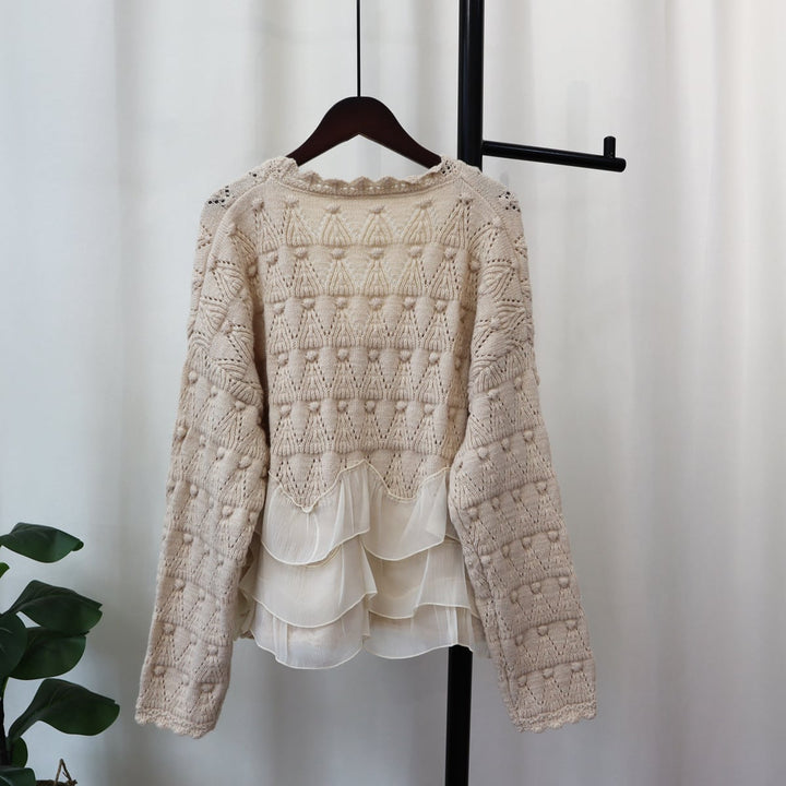 【outer】Vネックドッキングニットカーデ　M17950