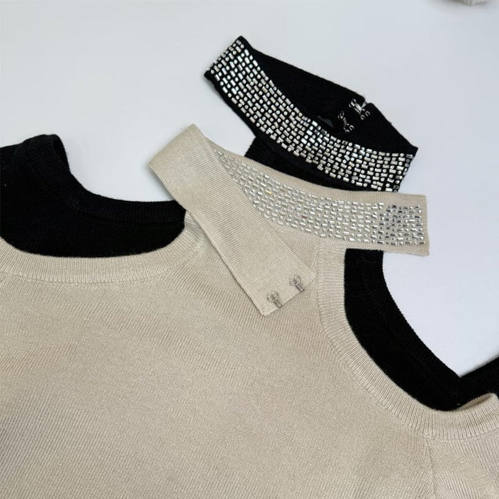 【tops】2wayホルターネックニットトップス Q7923