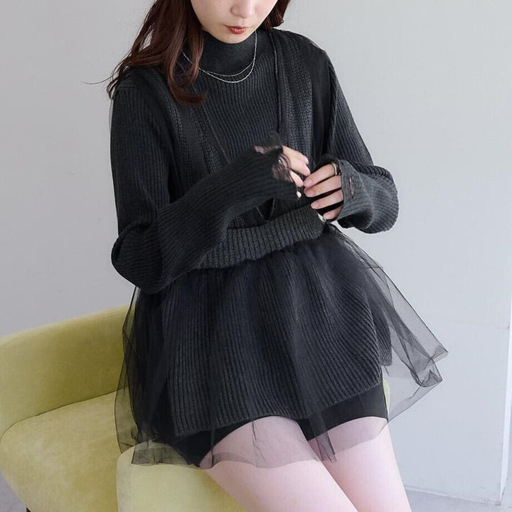 【tops】Vネックチュールコンビニットベスト　M28580