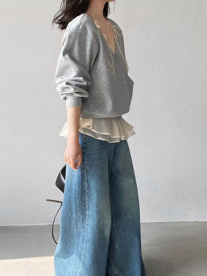 【tops】フェイクレイヤードトップス Q8246