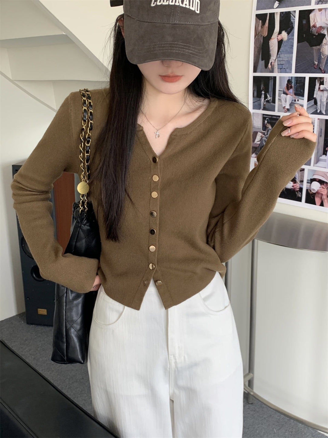 【outer】無地ニットカーデ　M26431