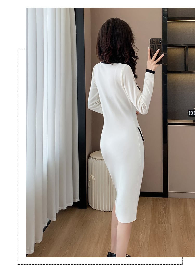 【dress】ボタンデザインニットワンピース　M18396