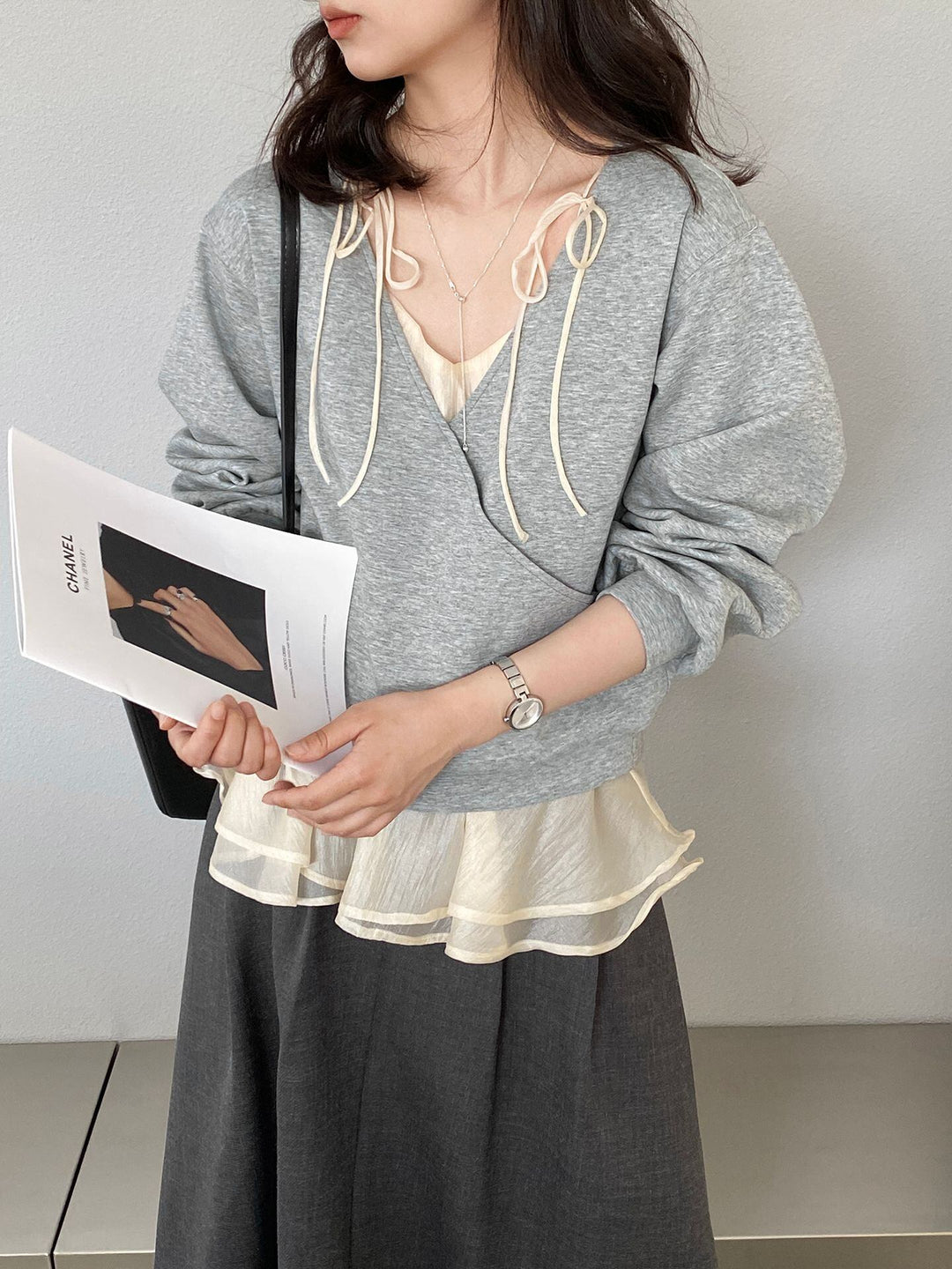 【tops】フェイクレイヤードトップス Q8246