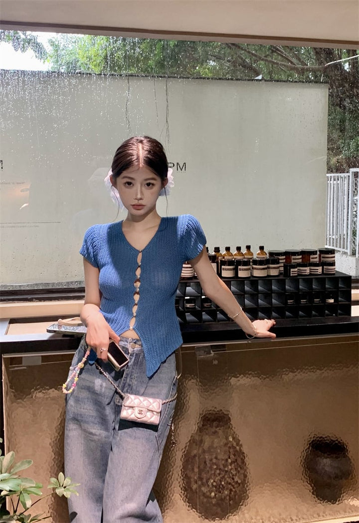 【tops】ニットTシャツ　M24240