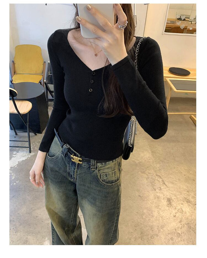 【tops】Vネックニットトップス　M27661