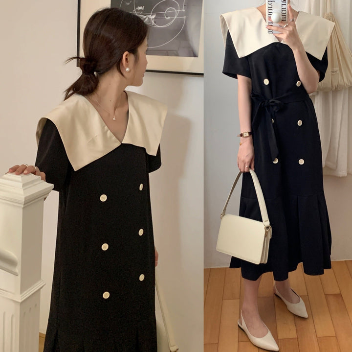 【dress】フリルダブルボタンワンピース　M24745