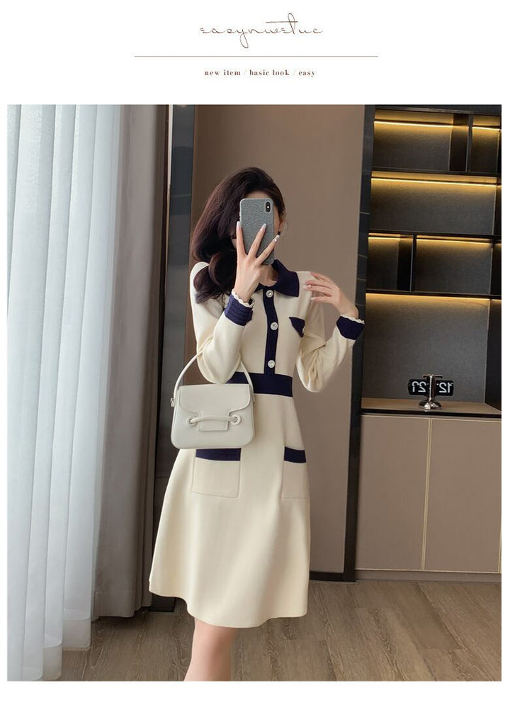 【dress】気質溢れる エレガントニットワンピース　M17475