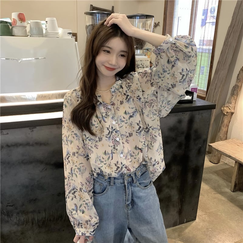 【tops】花柄シャツトップス　M25330