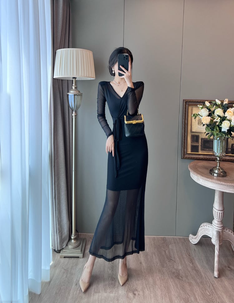【dress】Vネックマーメイドデートワンピース　M17716