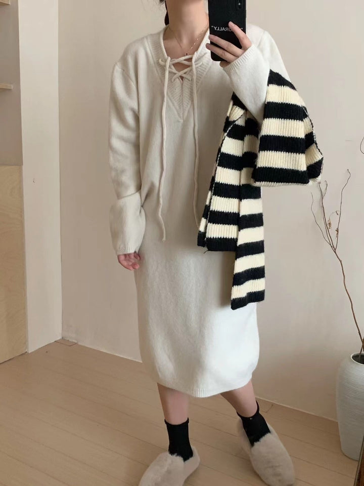 【dress】無地ニットワンピース　M18467