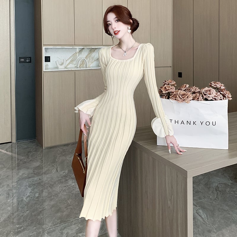 【dress】大人らしい エレガントニットワンピース　M17598