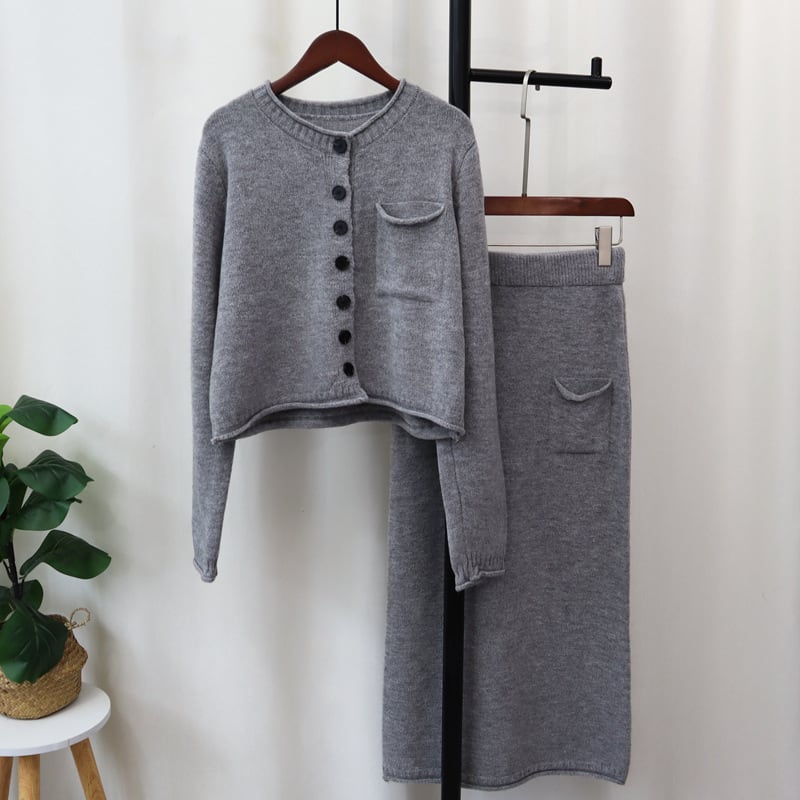 【set】ニットカーデ×スカートセット　M26534