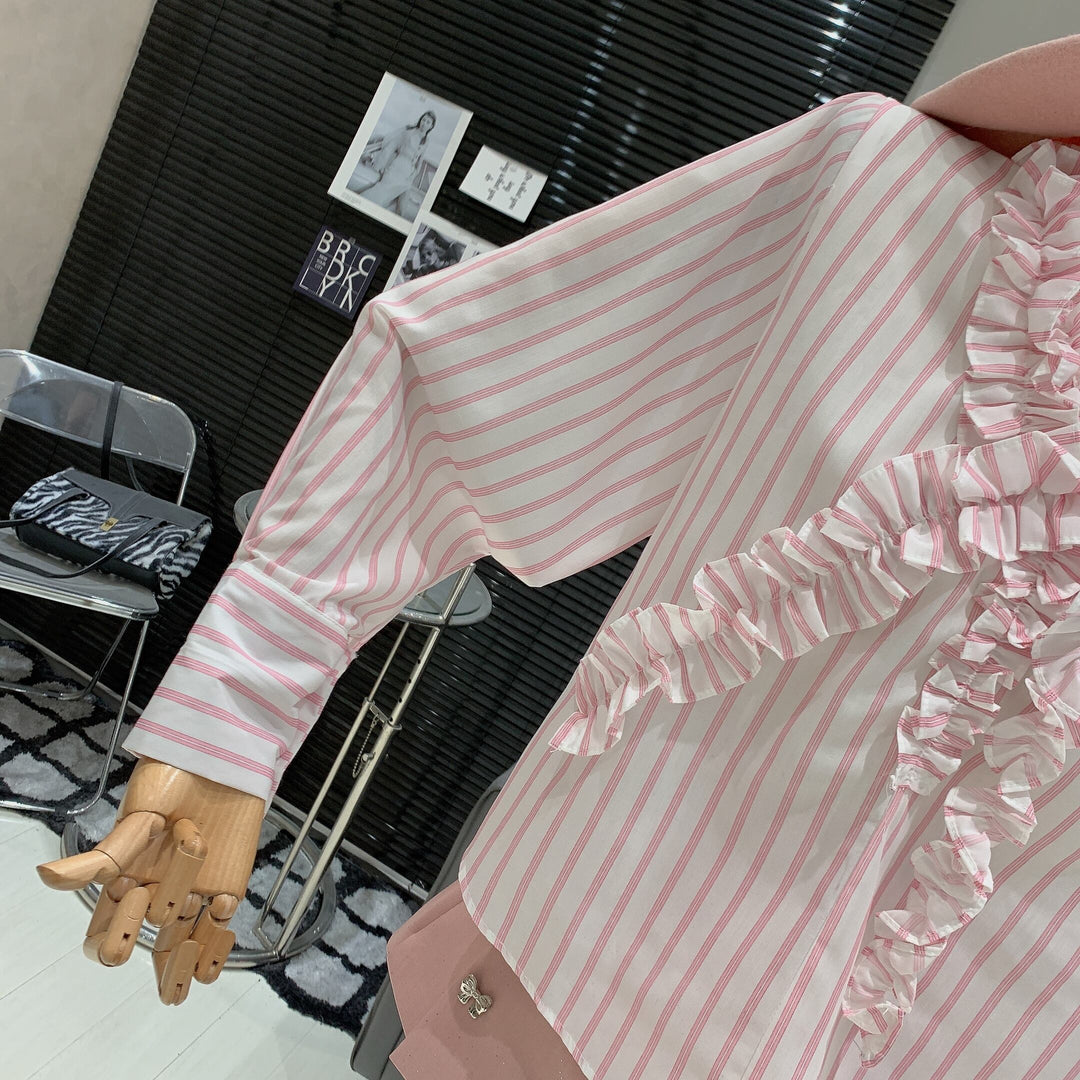 【tops】フリルシャツブラウス　M29981