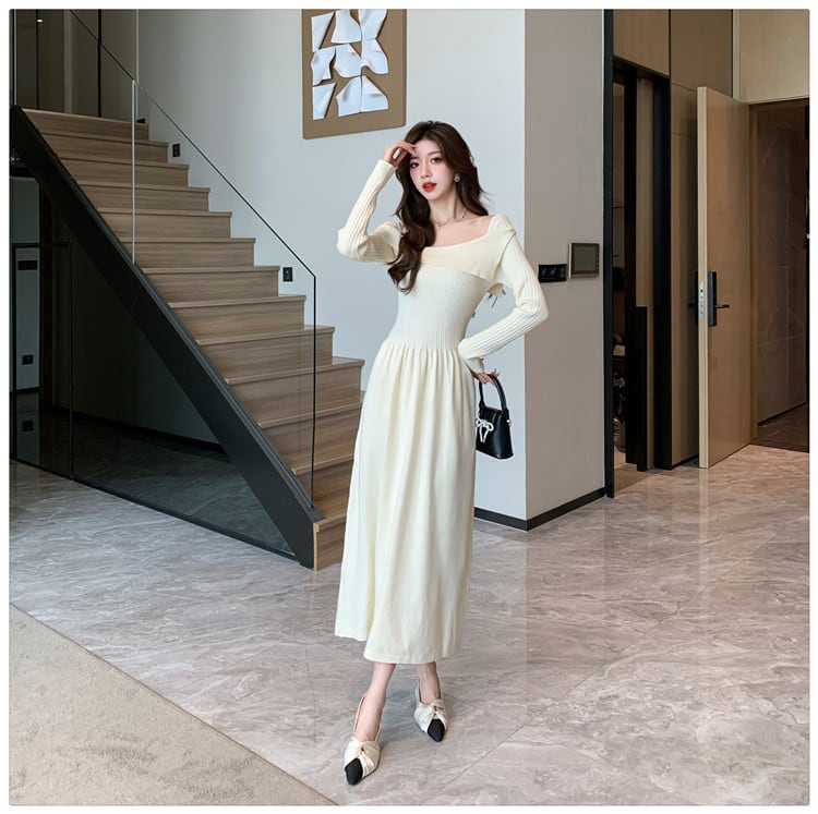【dress】無地ニットワンピース　M17975
