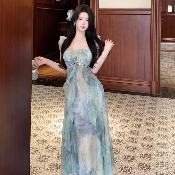 【dress】カラフルロングキャミワンピース Q8278