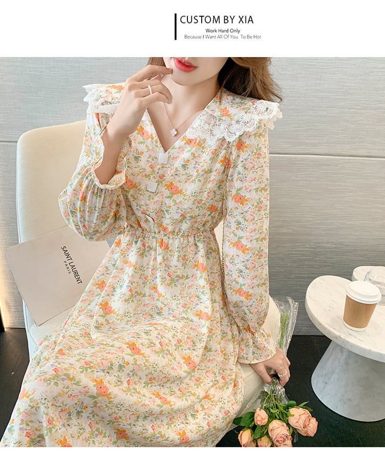 【dress】細身効果抜群♪スウィート花柄ワンピースオシャレ　M17017