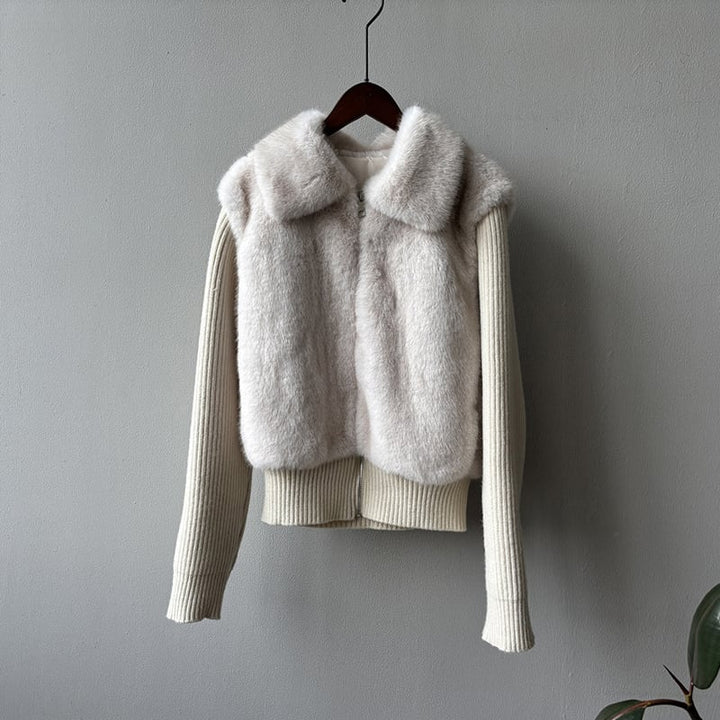 【outer】ファードッキングニットカーディガン Q7378