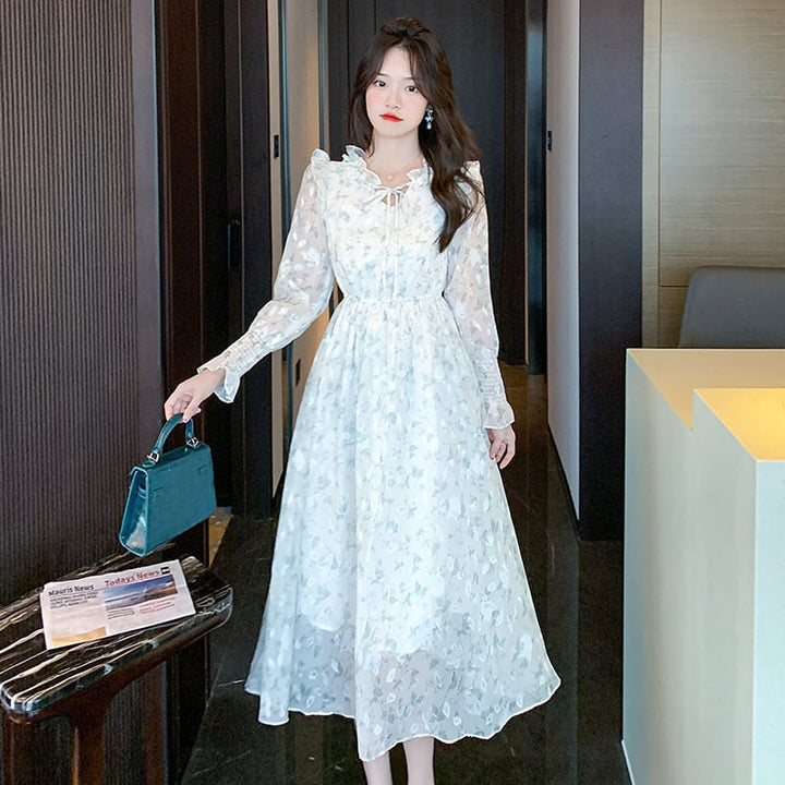 【dress】早い者勝ちVネック一目惚れ清新花柄ワンピース　M17030