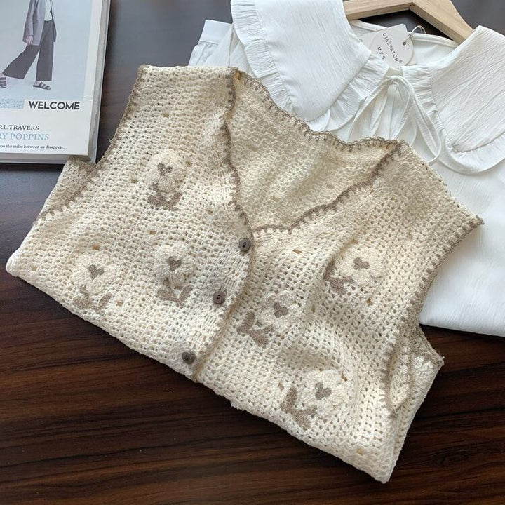 【tops】ジャカードニットベスト　M29422