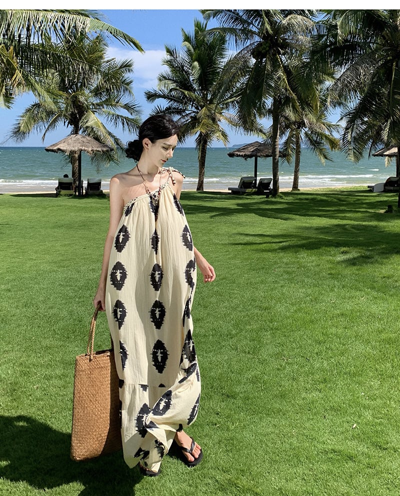 【dress】お洒落旅行レディースプリントワンピース　M16989