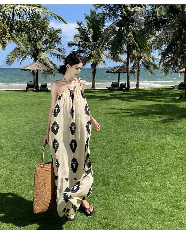 【dress】お洒落旅行レディースプリントワンピース　M16989