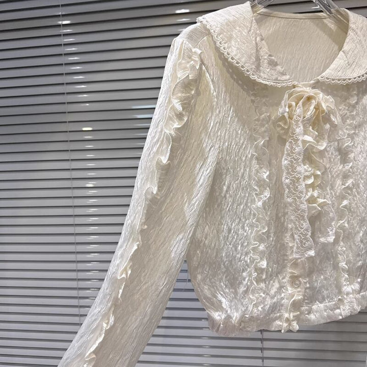 【tops】ピーターパンカラーフレアトップス Q8165