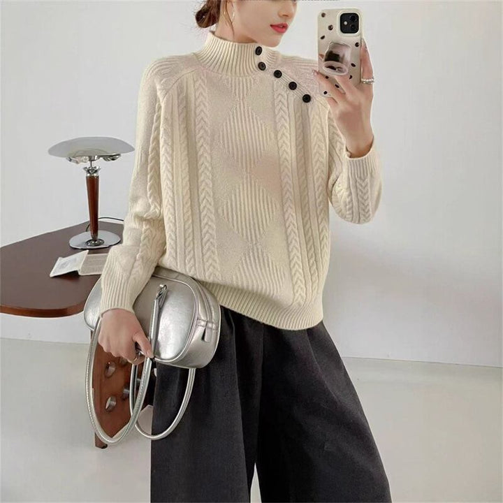 【tops】ハイネックニットトップス Q7159