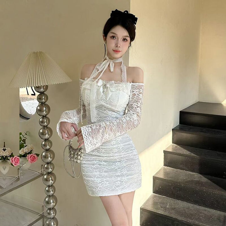 【dress】ホルターネックレースワンピース　M28314
