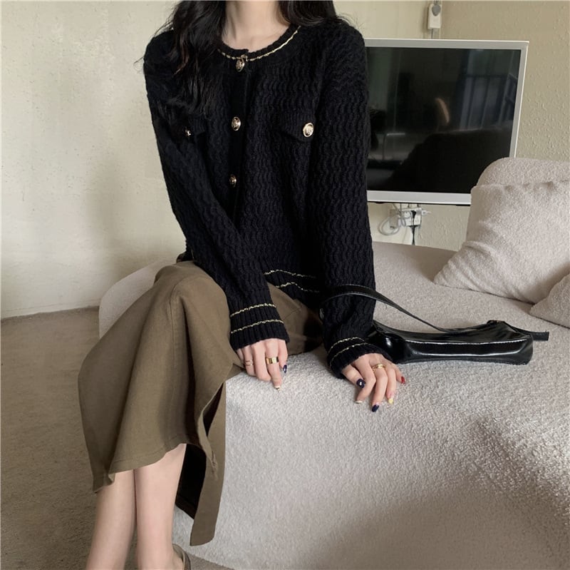 【outer】クルーネックニットカーデ　M26153