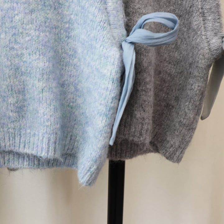 【tops】リボン付きニットベスト　M26019