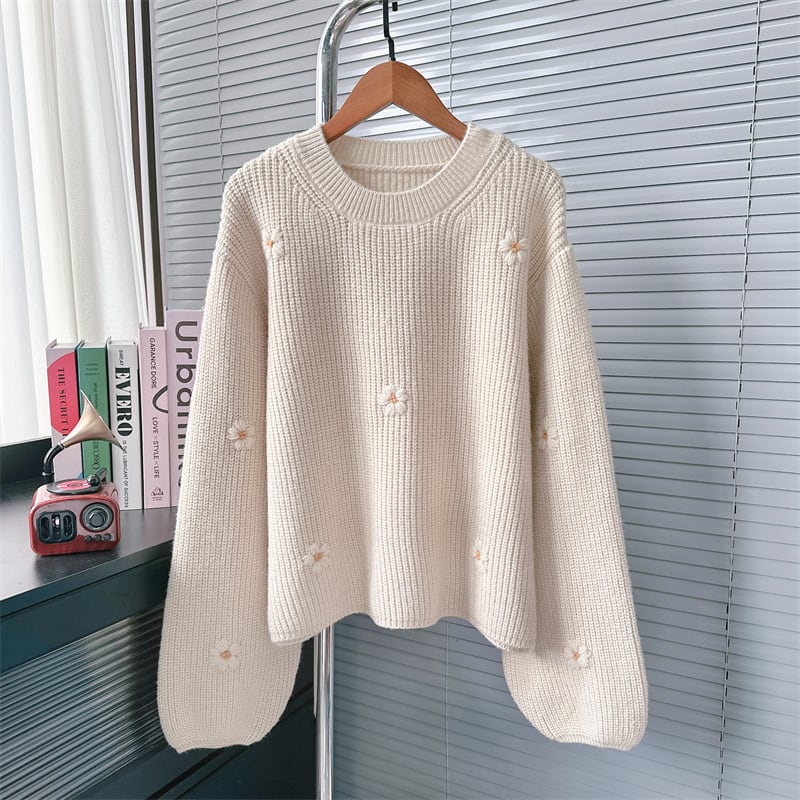 【tops】刺繍ニットセーター　M26633