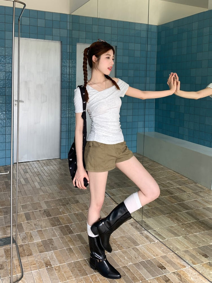 【tops】オフショルダーTシャツ　M25053