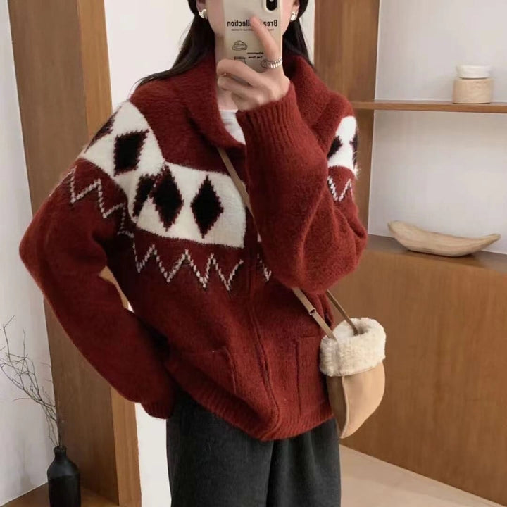 【outer】ファスナーニットカーデ　M26357