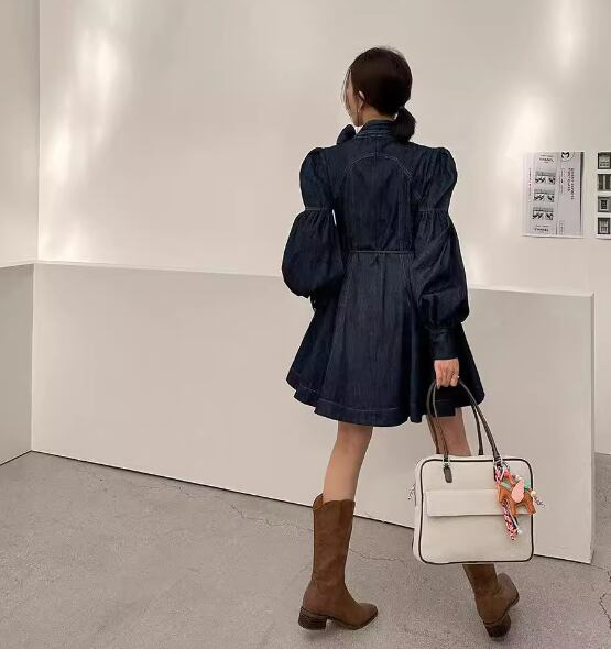 【dress】リボン付きデニムワンピース　M29769
