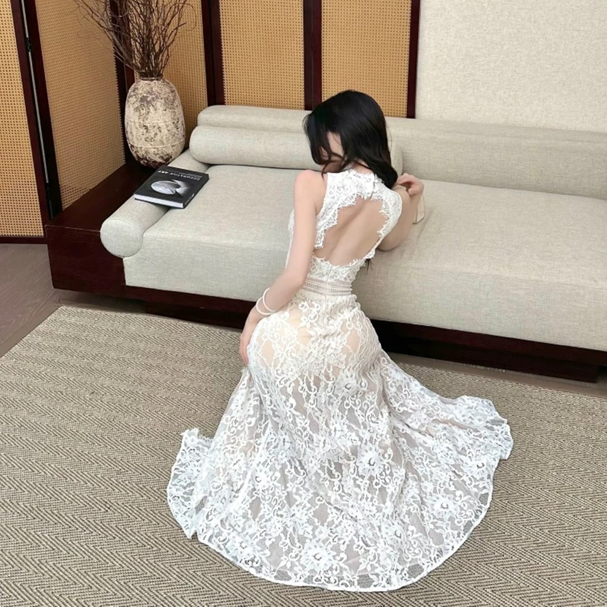 dress】バックオープンスリットレースワンピース M32516 – NANASTYLE